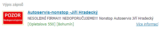 Nedoporucujeme Autoservis